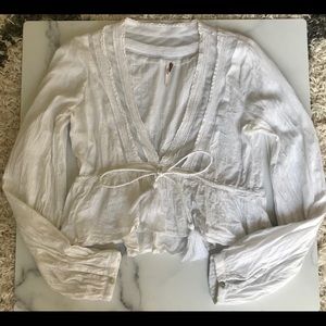 Free People White Cropped Blouse